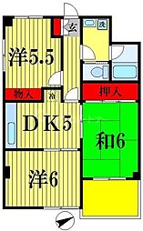 アンソレイエ松戸 3階3DKの間取り