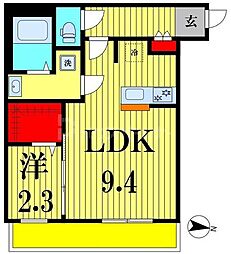リディアコート南流山I 3階1LDKの間取り