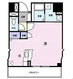 ユノディエール 6階ワンルームの間取り