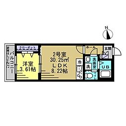 BH新松戸II 1階1LDKの間取り