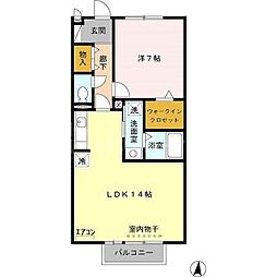 ベイサージュ 2階1LDKの間取り