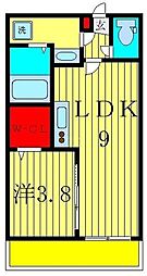 Glam馬橋 1階1LDKの間取り