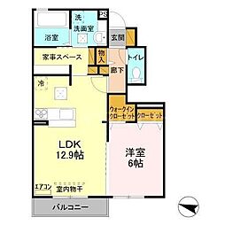 アピオン　III 1階1LDKの間取り