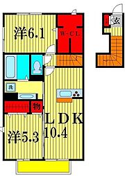 MAISON REVE 2階2LDKの間取り