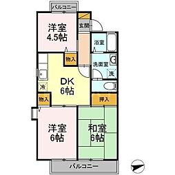 グランディール 2階3DKの間取り