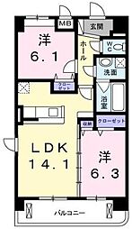 アルコ・イーリス 1階2LDKの間取り
