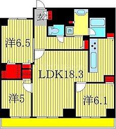アヴェニール柏の葉 2階3LDKの間取り