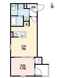 つばめハウス南流山 1階1LDKの間取り