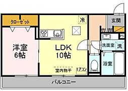 ティアラ2 1LDKの間取図画像