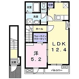 サニーホームIII 2階1LDKの間取り