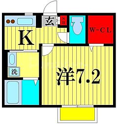 ボヌールフォンテーヌ 1Kの間取図画像