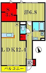 シエルツリー2 1LDKの間取図画像