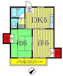 メゾン・ヤマリ2 2DKの間取図画像