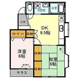 リバーサイドサカエ1号棟 2DKの間取図画像