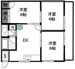 アドミナル3号 3DKの間取図画像