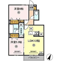 Orto Sole(オルト ソレ) 2LDKの間取図画像