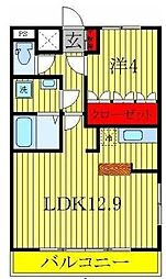 アメニティヒルズ 1LDKの間取図画像