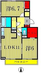 ルーエA 2LDKの間取図画像