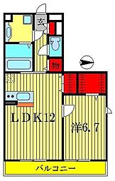 ジェンネット 1LDKの間取図画像
