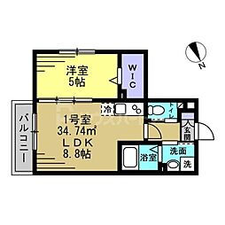 ASJ南流山 1LDKの間取図画像