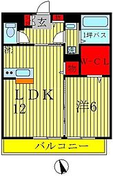 ヴァンフレイス早稲田 1LDKの間取図画像