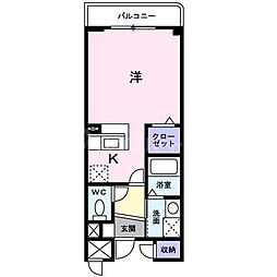 ユノディエール ワンルームの間取図画像