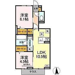 リッシュセゾン O 2LDKの間取図画像