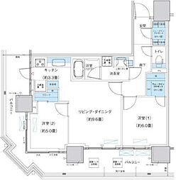 パークシティ柏の葉キャンパスザ・ゲートタワーウエスト 2LDKの間取図画像