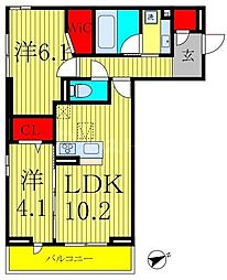 エスペランサ 2LDKの間取図画像