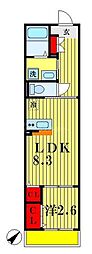 メグリオ新松戸 1LDKの間取図画像