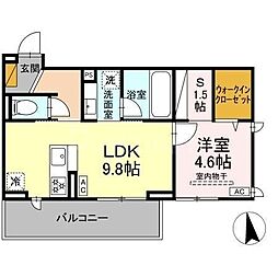 流山市木1丁目アパート 1LDKの間取図画像