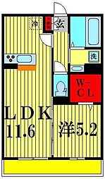 ノール・メゾンおおたかJ 1LDKの間取図画像