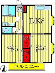 ラビズフォア 2DKの間取図画像