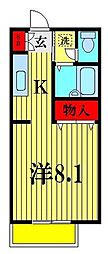 MKパル 1Kの間取図画像