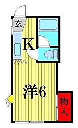 新松戸グリーンハイツ 1Kの間取図画像