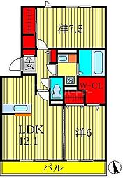 グランジュスト 2LDKの間取図画像