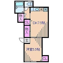ブルーム菊名 1DKの間取図画像