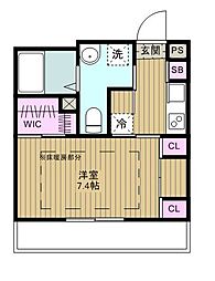 リブリ・武蔵小杉 3階1Kの間取り