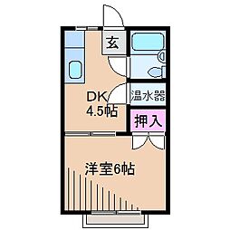 篠原FCハイツ 1DKの間取図画像