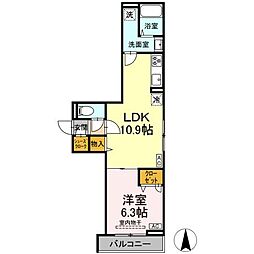 D Paina 今井南町 1LDKの間取図画像