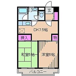 ツインアベニューA 2DKの間取図画像