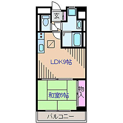 カサベルデ小泉 1LDKの間取図画像