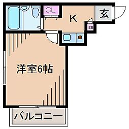 アートイン元住吉 1Kの間取図画像