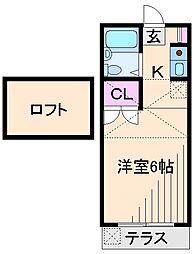 ルミエール菊名 1Kの間取図画像