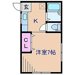 サンライフ篠原 1Kの間取図画像