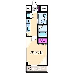 ラティエラ武蔵小杉 1Kの間取図画像