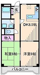 青山コーポA 2DKの間取図画像