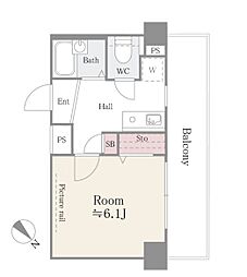 アルテーヌ新横浜 1Kの間取図画像