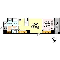 ノーブルヒルズ 1LDKの間取図画像