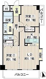 ガルファーサ新横浜 2LDKの間取図画像